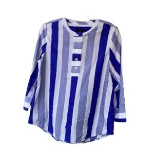 J. Crew Top - size XS blue & white striped blouse with sleeves